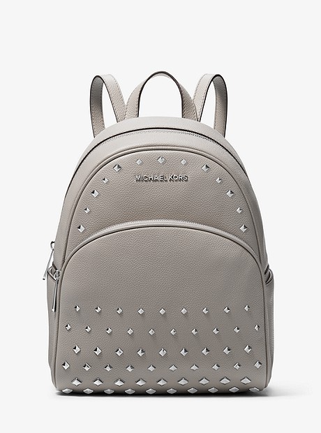 Abbey Medium Studded Pebbled Leather Backpack - PEARL GREY - 35T8SAYB2L