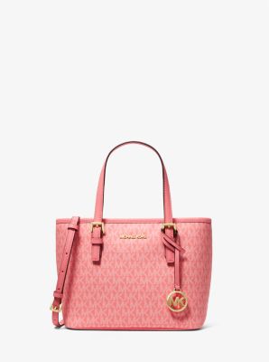 MICHAEL KORS JET SET TRAVEL XS ZIP TOTE CROSSBODY BAG PINK BLUSH MK LOGO