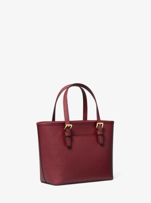 Michael Kors Jet Set Travel Extra Small Oxblood Saffiano Leather Tote Bag