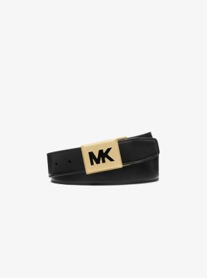 Leather Logo-Buckle Belt