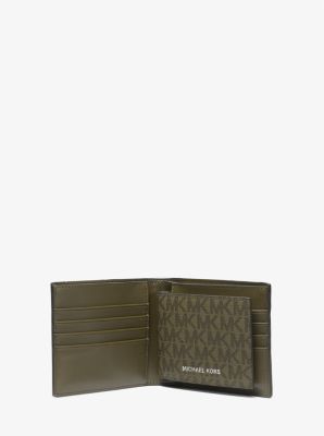 Michael Kors Women Signature Black Patent Leather & Gold Small Wristlet  Wallet