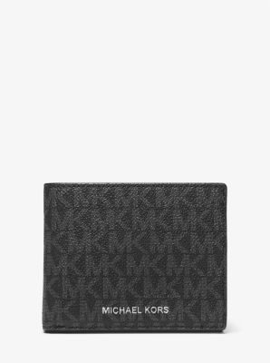 Michael Kors Men's Logo Wallet and Keychain Gift Set - Gray - Wallets