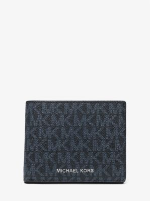 Michael Kors Mens Logo Graphic Slim Card Case & Keychain Wallet Gift Set  (Brown) 