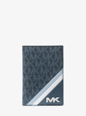 Tarjetero Rivington de rayas con dos pliegues y logotipo in AZUL PÁLIDO | Michael Kors