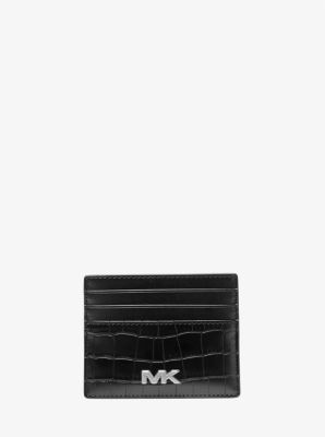 Rivington Crocodile-Embossed Tall Card Case in BLACK - Sale