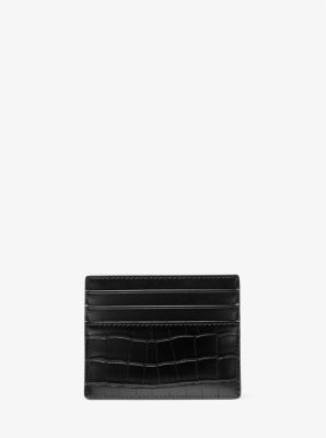 Rivington Crocodile-Embossed Tall Card Case in BLACK - Sale
