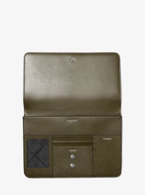 Rivington Large Saffiano Leather Wallet in OLIVE | Michael Kors
