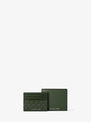 Pebbled Leather Billfold Wallet and Signature Logo Card Case Gift Set in MUSGO | Michael Kors
