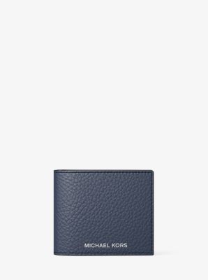 Pebbled Leather Billfold Wallet and Signature Logo Card Case Gift Set