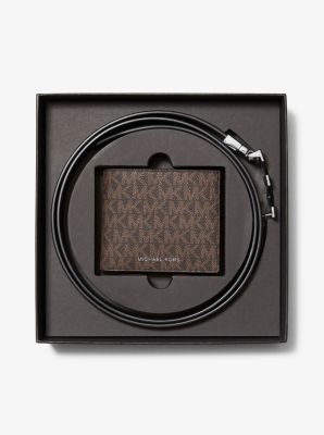 Coffret cadeau portefeuille et ceinture réversible à logo Signature