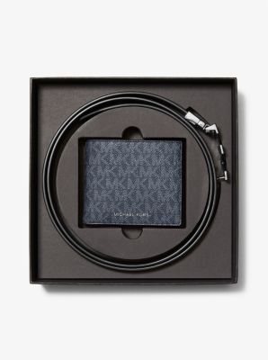 Brieftasche und wendbarer Gürtel mit Signature-Logomuster im Geschenkset