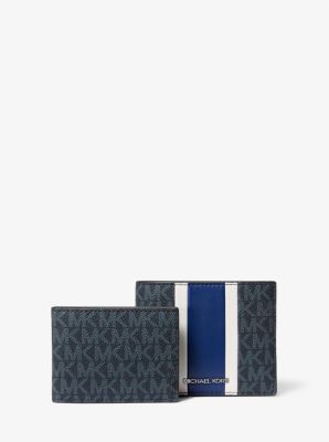 Signature Logo Stripe Wallet with Passcase Gift Set in SAPPHIRE | Michael Kors
