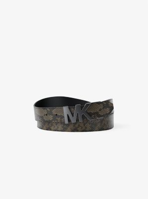 Michael Kors Reversible Snake Embossed Belt In Brown