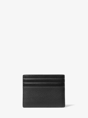 Cooper Pebbled Leather Tall Card Case in BLACK | Michael Kors