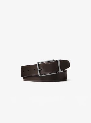 Crossgrain Leather Reversible Belt in BLACK/BROWN | Michael Kors