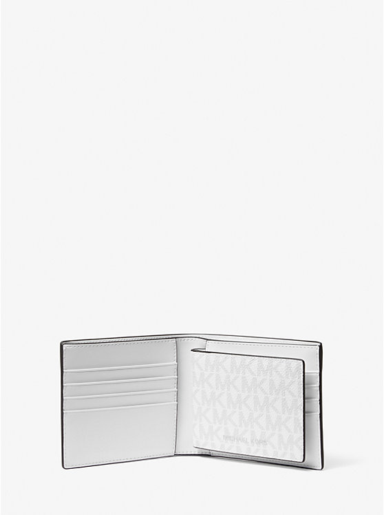 Ensemble-cadeau portefeuille avec rabat amovible en faux cuir à rayure et à logo image number 1