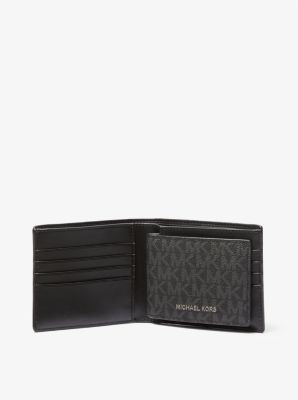 MICHAEL KORS MENS GIFTING 3 in 1 MK Signature Black Wallet BILLFOLD BOX SET