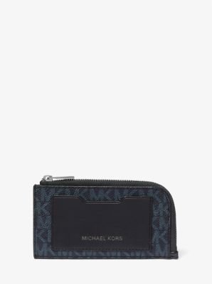 Michael Kors Black & White Logo Zip-Around Cooper Leather Wallet, Best  Price and Reviews