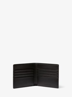 折りたたみ財布 Michael Kors Logo 34S2SNME6L 001 BLACK leather tri-fold bi-f Tri-Fold Leather Wallet | Michael Kors [US]