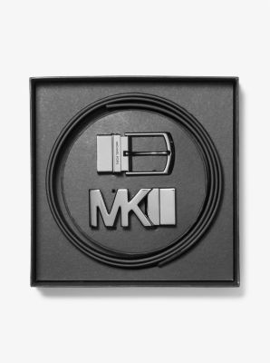 Michael Kors Men's 4 In 1 MK Logo Leather Reversible Belt Box Set