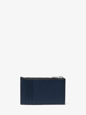 Cooper Slim Pebbled Leather Zip Wallet in NAVY | Michael Kors