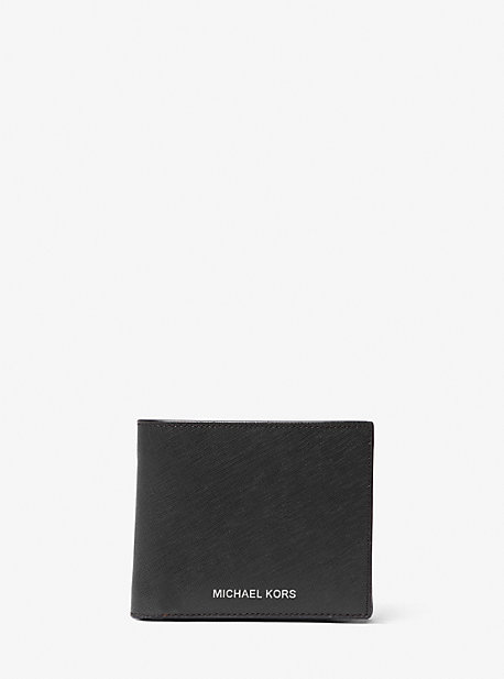 Harrison Crossgrain Leather Billfold Wallet With Coin Pocket