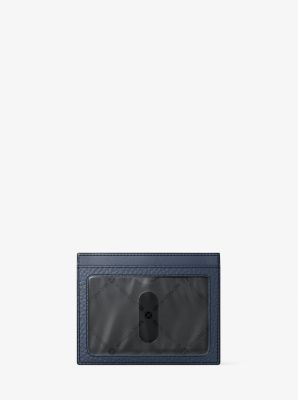 Cooper Pebbled Leather Card Case in NAVY | Michael Kors