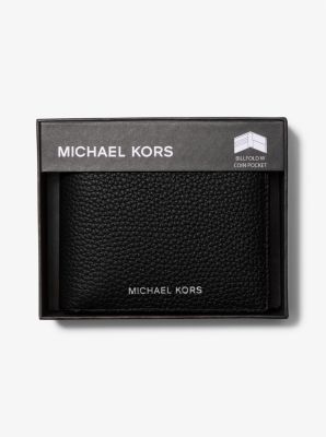 Cooper Pebbled Leather Billfold Wallet With Coin Pouch in BLACK | Michael Kors