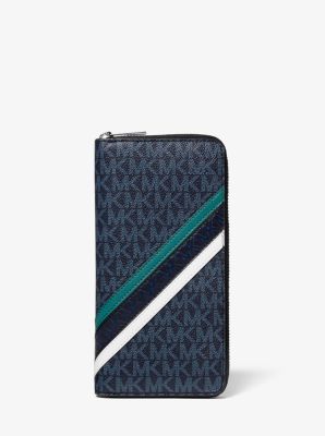 Cooper Logo Embossed Stripe Zip-Around Wallet | Michael Kors