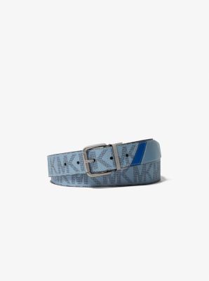 Reversible Striped Logo and Faux Leather Belt | Michael Kors