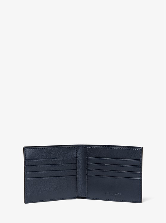 Two-Tone Leather Billfold Wallet and Card Case Set