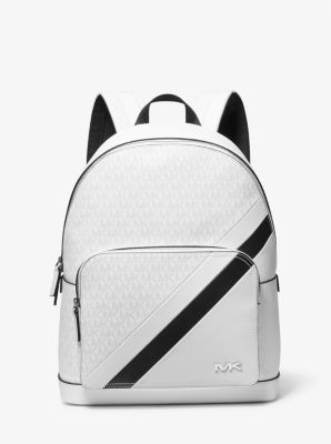 Logo-print faux leather backpack