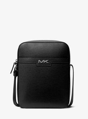 Michael Kors Men's Medium Crossbody Leather Cooper Flight Bag (Black)