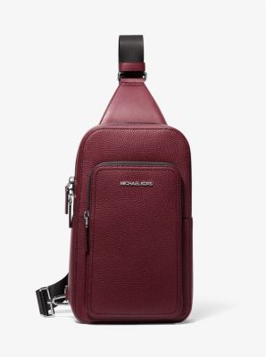 Cooper Slim Pebbled Leather Commuter Sling Pack in OXBLOOD | Michael Kors