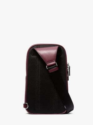 Cooper Slim Pebbled Leather Commuter Sling Pack in OXBLOOD | Michael Kors