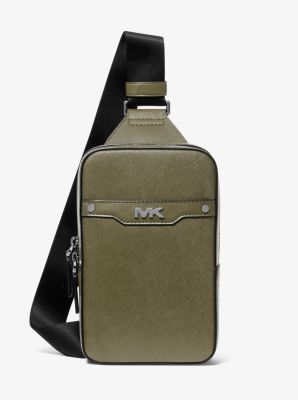 Michael Kors Rivington Leather Sling Pack in Green One Size