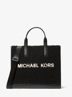 Michael Kors Cooper Medium Sherpa Convertible Tote Bag In Black