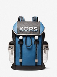 Cooper Two-Tone Logo and Leather Backpack - BLUE - 37H1LCOB2B