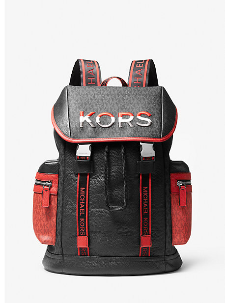 마이클 마이클 코어스 쿠퍼 백팩 Michael Michael Kors Cooper Two-Tone Logo and Leather Backpack,FLAME