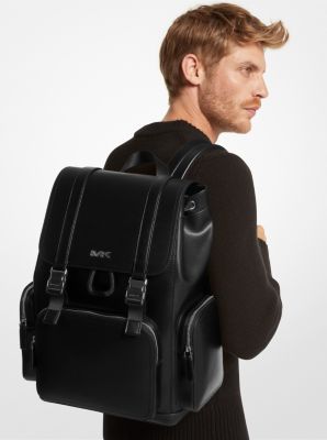 Michael Kors Cooper Pebbled Leather Utility Pocket Backpack Black