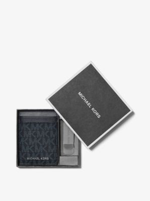 Oversized Kors Set Runway Watch Michael Slim Black-Tone Card and Case | Gift
