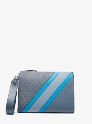 Michael Kors Cooper Textured Faux Leather Smartphone Wallet In Blue