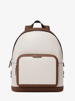 Cooper Medium Pebbled Leather and Signature Logo Commuter Backpack in LT CRM/LUGG | Michael Kors