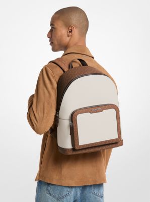 Cooper Medium Pebbled Leather and Signature Logo Commuter Backpack in LT CRM/LUGG | Michael Kors