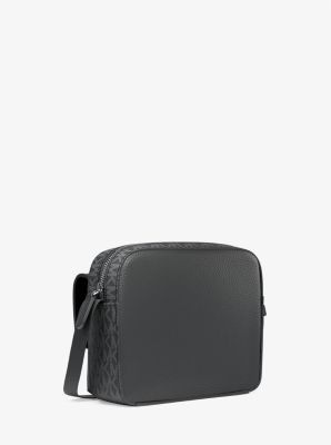 Cooper Medium Pebbled Leather and Signature Logo Camera Crossbody Bag