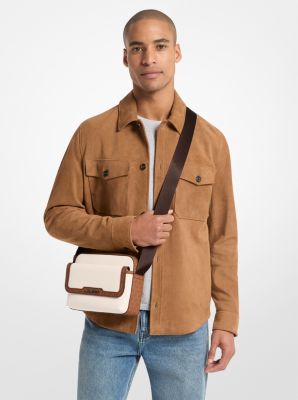 Cooper Medium Pebbled Leather and Signature Logo Camera Crossbody Bag in LT CRM/LUGG | Michael Kors