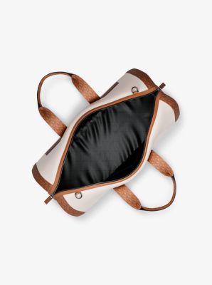 Cooper Pebbled Leather and Signature Logo Duffel Bag in LT CRM/LUGG | Michael Kors