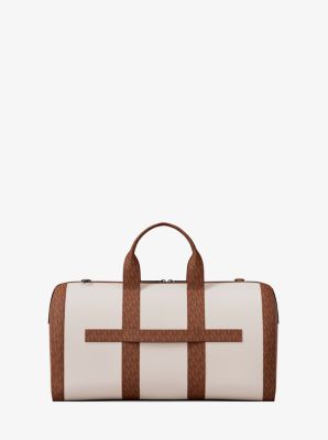 Cooper Pebbled Leather and Signature Logo Duffel Bag in LT CRM/LUGG | Michael Kors