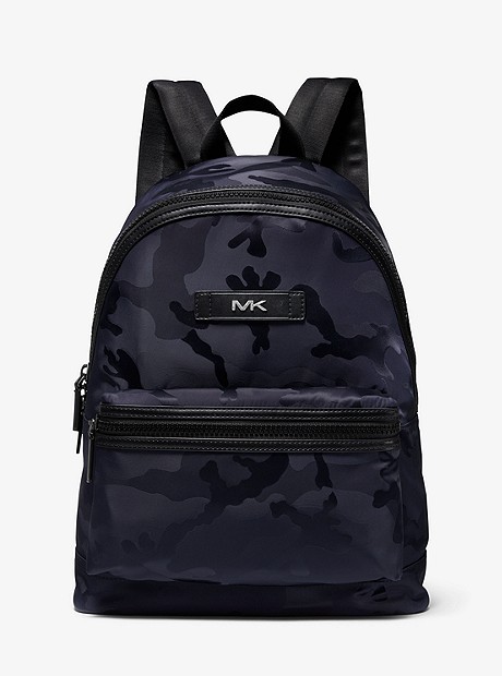 Camouflage Nylon Jacquard Backpack - INDIGO - 37S0LKNB2U