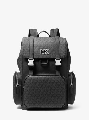 Michael Kors Cooper Logo And Color-block Faux Leather Backpack In Black